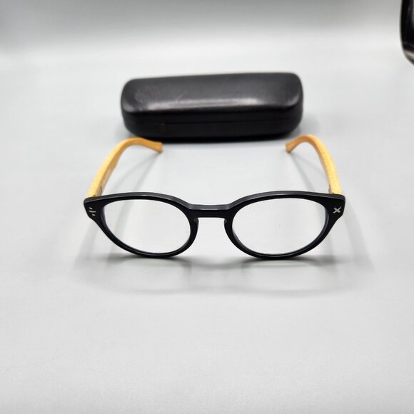 Derek Cardigan 7038 Matte Black Eyeglass Frames Bamboo Arms 48-21-145 140mm - Picture 1 of 12